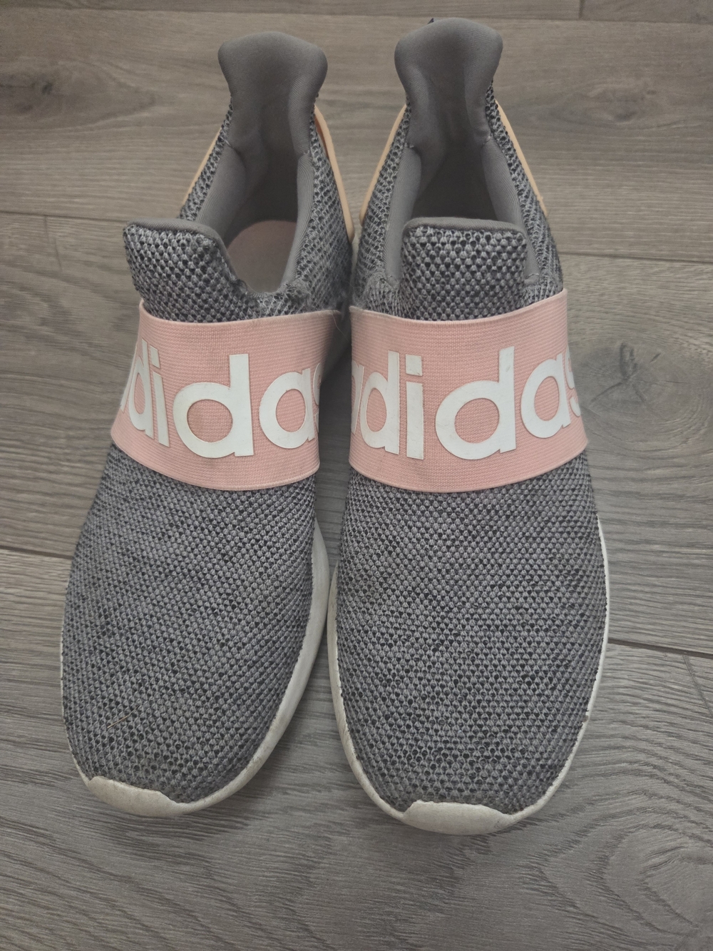 adidas Kids Slip-On Sneakers in Grey with Pink Strap